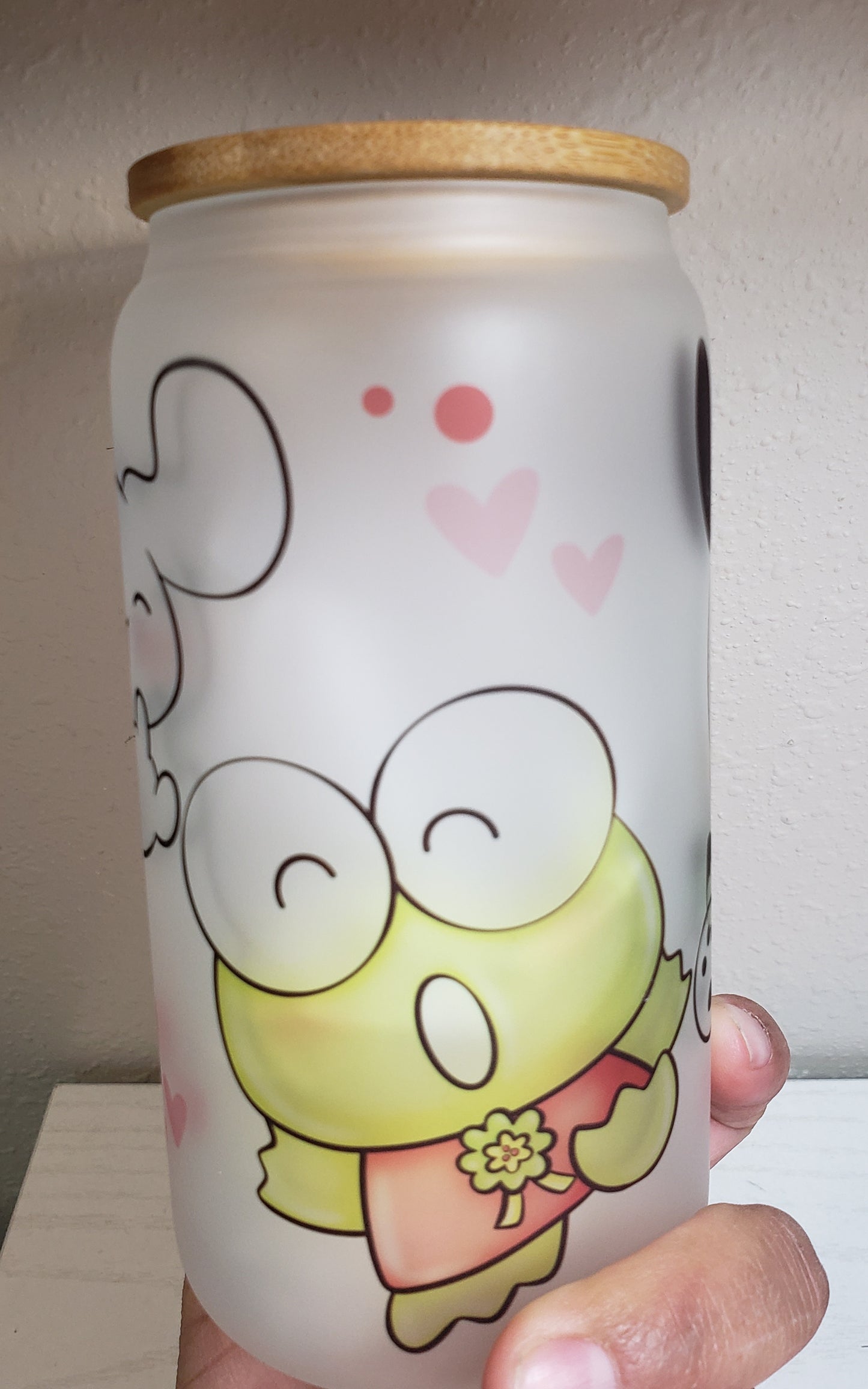 Kawaii Kitty and Friends- Glass can Cup 16 oz (Frosted)