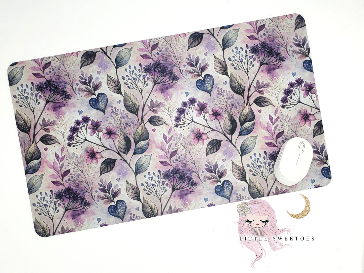 Purple Flowers -  Large Desk MousePad